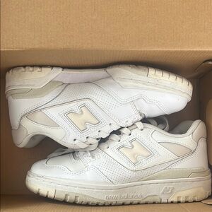 New Balance White and Cream Sneakers